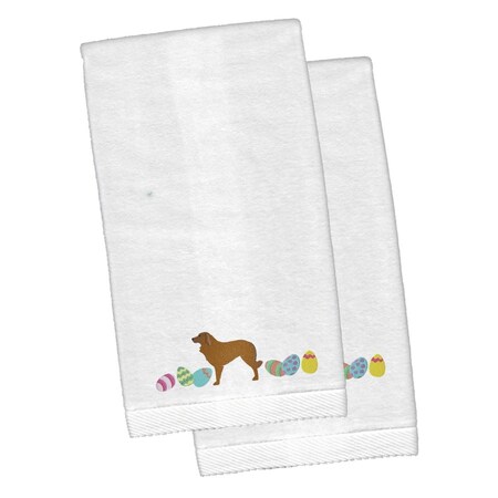 Carolines Treasures Estrela Mountain Dog Easter White Embroidered Plush Hand Towel, 2PK CK1674KTEMB